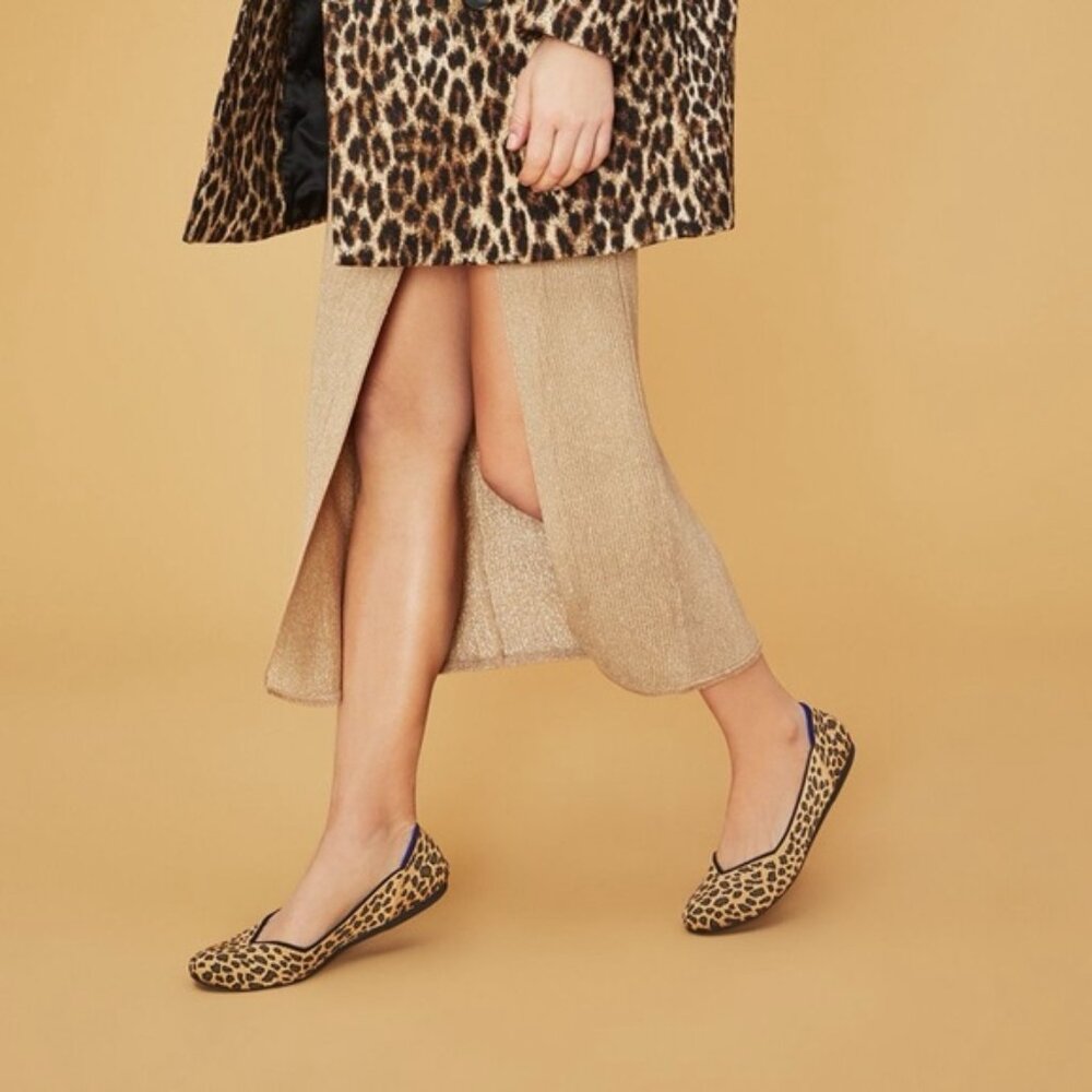 Rothy’s The Flat Round Toe Flat in Spotted Cheetah Animal Print Size 9